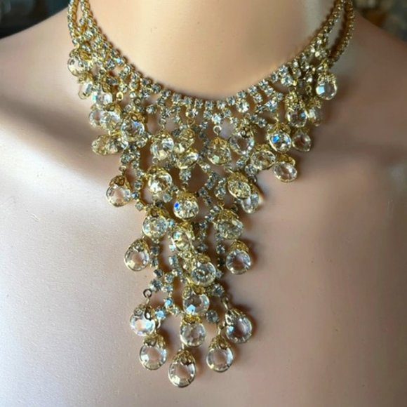 Unknown brand Jewelry - Crystal & Rhinestone Waterfall Bib Necklace